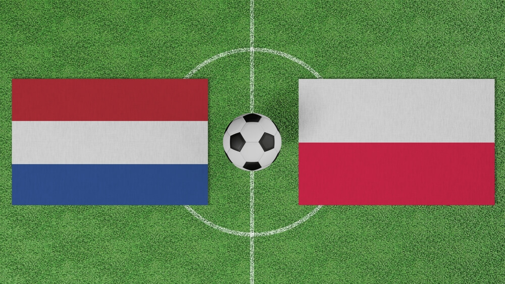Football,Match,,Netherlands,Vs,Poland,,Flags,Of,Countries,With,A